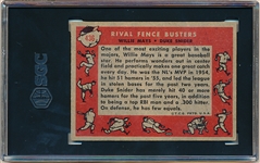 1958 Topps Baseball- #436 Rival Fence Busters- Mays/Snider- SGC 4.5 Vg-Ex+