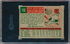 1959 Topps Bb- #116 Bob Allison RC, Senators- SGC 7 (NM)