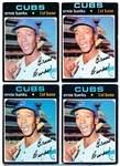 1971 Topps Baseball- #525 Ernie Banks, Cubs- 4 Cards