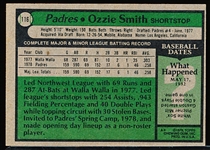 1979 Topps Bsbl. #116 Ozzie Smith RC, Padres