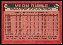 Autographed 1986 Topps Bsbl. #768 Vern Ruhle, Indians