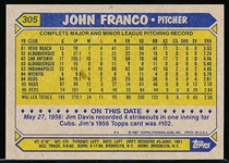 Autographed 1987 Topps Bsbl. #305 John Franco, Reds