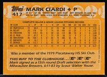 Autographed 1988 Topps Bsbl. #417 Mark Ciardi, Brewers