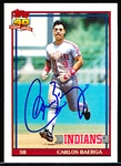Autographed 1991 Topps Bsbl. #147 Carlos Baerga, Indians