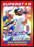 Autographed 1992 Score Superstar Bsbl. #92 Dave Henderson, A’s