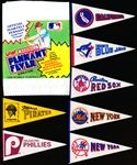 1981 Leaf “Pennant Fever” Mini Felt Pennants- 26 Asst. Plus Two Wrappers