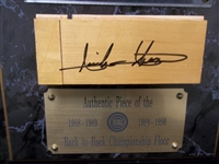 Isiah Thomas Autographed Authentic Piece of the Detroit Pistons Back-to-Back Championship Arena Floor Wall Plaque