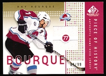 2002-03 SP Game Used Hockey- “Piece of History Gold”- #PH-BQ Ray Bourque, Avs- #04/99