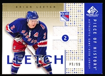 2002-03 SP Game Used Hockey- “Piece of History Gold”- #PH-BL Brian Leetch, Rangers- #89/99
