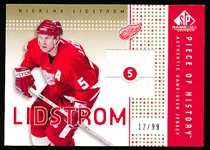 2002-03 SP Game Used Hockey- “Piece of History Gold”- #PH-NL Nick Lidstrom, Red Wings- #12/99