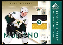 2002-03 SP Game Used Hockey- “Piece of History Gold”- #PH-MM Mike Modano, Stars- #21/99