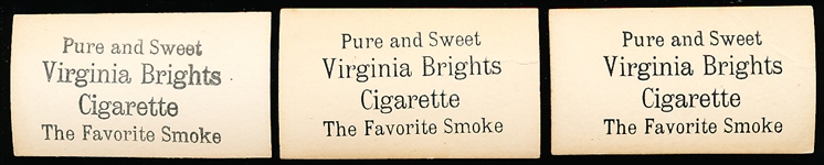Late 1880’s Virginia Brights “Stage Actress” (N245) Cards- 3 Diff.- Very Tough! All have horizontal ad backs