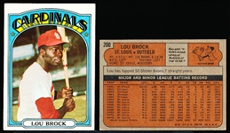 1972 Topps Bb- #200 Lou Brock, Cardinals- 13 Cards