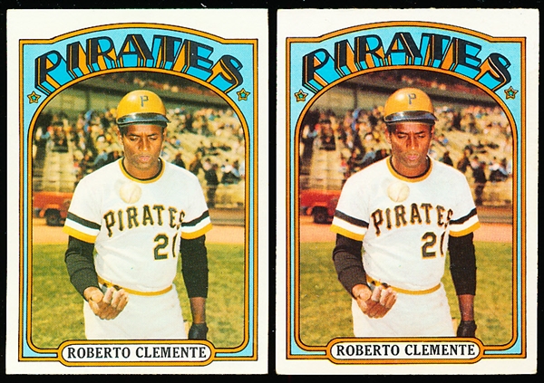 1972 Topps Bb- #309 Roberto Clemente, Pirates- 2 Cards