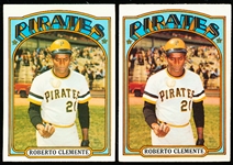 1972 Topps Bb- #309 Roberto Clemente, Pirates- 2 Cards