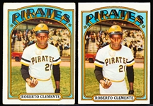 1972 Topps Bb- #309 Roberto Clemente, Pirates- 2 Cards