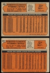 1972 Topps Bb- #309 Roberto Clemente, Pirates- 2 Cards