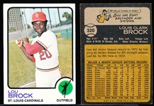 1973 Topps Bb- #320 Lou Brock, Cardinals- 13 Cards