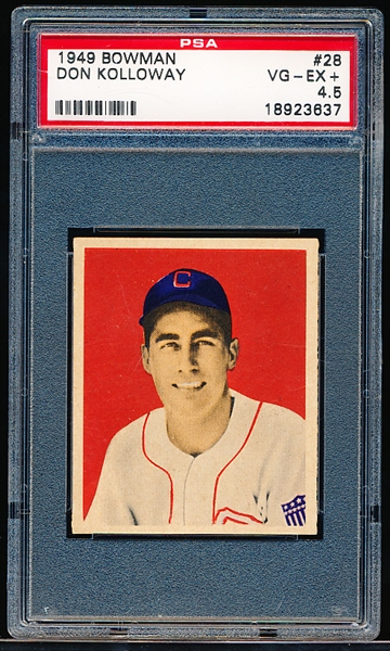 1949 Bowman Baseball- #28 Don Kolloway, White Sox- PSA Vg-Ex+ (4.5)- Cream Back