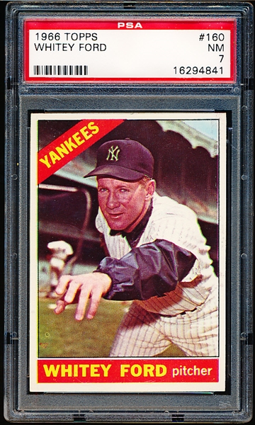 1966 Topps Baseball- #160 Whitey Ford, Yankees- PSA NM 7