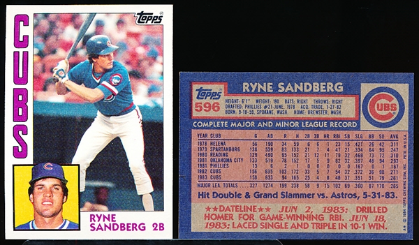 1984 Topps Bb- #596 Ryne Sandberg, Cubs- 18 Cards