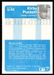 1984 Fleer Update Bb- #93 Kirby Puckett RC