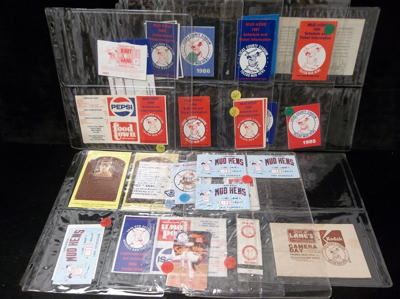 Toledo Mud Hens Schedules/Ephemra- 1970’s thru 1990’s- 30 Items