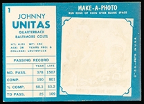 1961 Topps Fb- #1 John Unitas, Colts