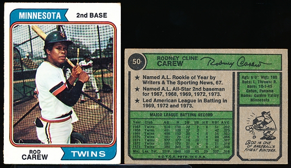 1974 Topps Bb- #50 Rod Carew- 25 Cards