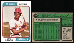 1974 Topps Bb- #60 Lou Brock, Cardinals- 13 Cards