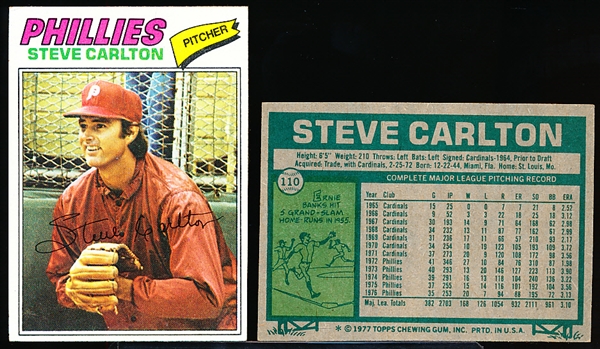 1977 Topps Bb- #110 Steve Carlton, Phillies- 40 Cards