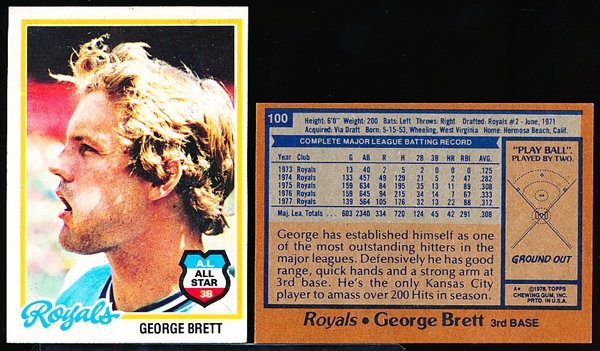1978 Topps Bb- #100 George Brett, Royals- 12 Cards