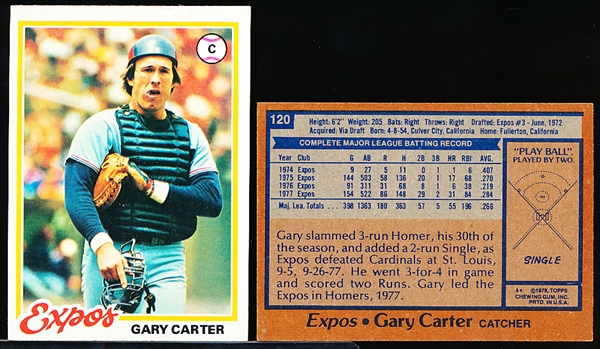 1978 Topps Bb- #120 Gary Carter, Expos- 50 Cards