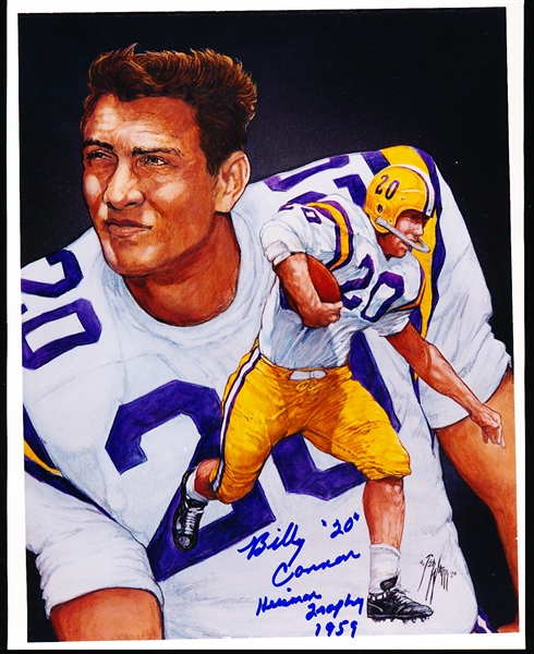 Autographed Billy Cannon LSU Tigers NCAA Ted Watts Drawn 8” x 10” Photo