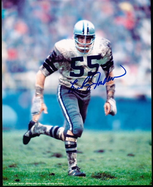 Autographed Lee Roy Jordan Dallas Cowboys NFL Color 8” x 10” Photo