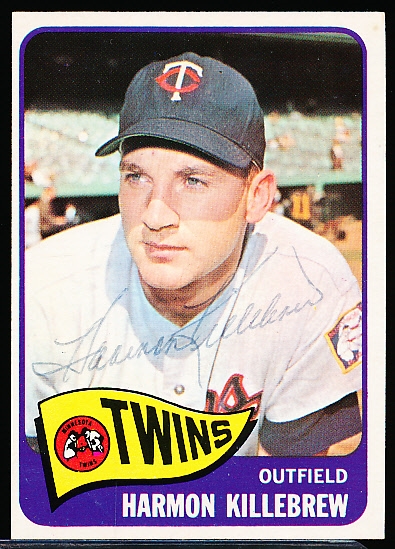 Autographed 1965 Topps Bsbl. #400 Harmon Killebrew, Twins