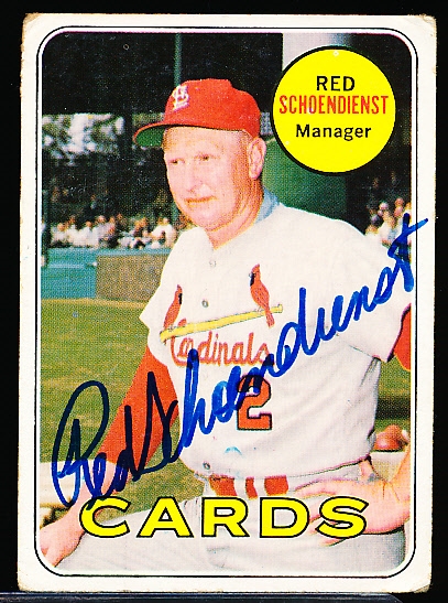 Autographed 1969 Topps Bsbl. #462 Red Schoendienst, Cardinals