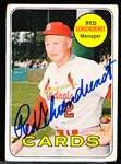 Autographed 1969 Topps Bsbl. #462 Red Schoendienst, Cardinals