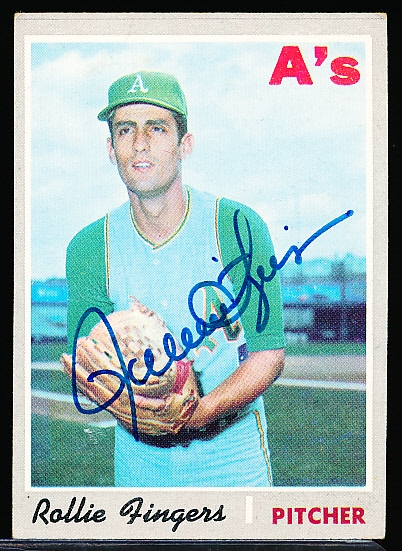 Autographed 1970 Topps Bsbl. #502 Rollie Fingers, A’s
