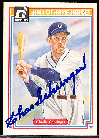 Autographed 1983 Donruss Hall of Fame Heroes #28 Charlie Gehringer, Tigers