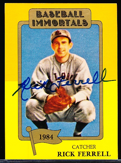 Autographed 1985 TCMA Baseball Immortals #189 Rick Ferrell, Browns