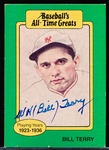 Autographed 1987 Hygrade All-Time Baseball Greats- Bill Terry, Giants