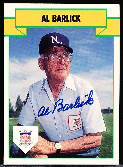 Autographed 1990 T&M Baseball Umpires Card #71 Al Barlick