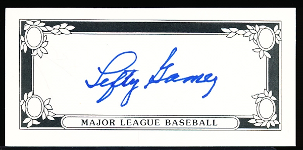 Autographed Lefty Gomez MLB Homemade 2-7/16” x 5” Index-Style Card