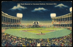 11/24/54 Postmarked Geo. R. Klein News Co. “C-8, 3C-H804 Night Baseball at Cleveland Stadium, Cleveland, Ohio” Linen Postcard