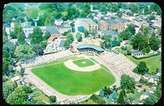 7/9/63 Postmarked Dexter Press Inc. “71516-B Air View of Doubleday Field, Cooperstown…” Chrome Postcard