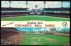 1964 Dexter Press “DT-91303-B Greetings From Chicago’s Ball Parks” Continental Chrome Postcard