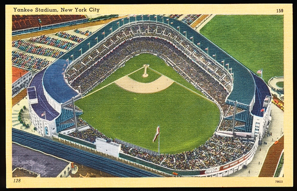 Acacia Card Co. “159, 128, 79633 Yankee Stadium, New York City” Linen Postcard