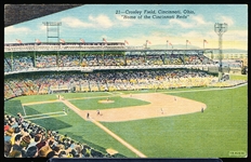 J. Louis Motz News Co. “21, 1B-H2636- Crosley Field, Cincinnati Ohio, Home of the Cincinnati Reds” Linen Postcard