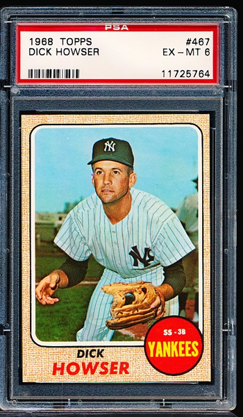 1968 Topps Baseball- #467 Dick Howser, Yankees- PSA Ex-Mt 6